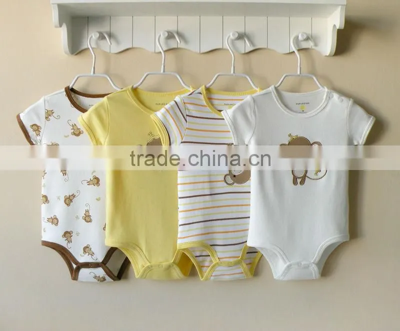 mom and bab 2013 Summer baby clothes 100% cotton short bodysuit 4in1 gift box gift set