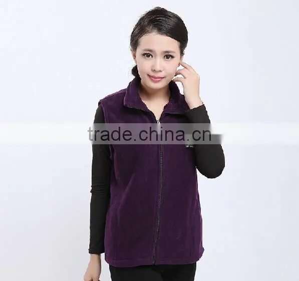 Ladies Women Cheap Thin 100% Polyester Polar Fleece Vest With Embroidery Design