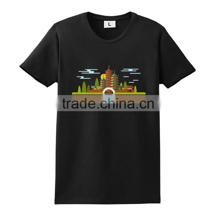 Rounded hem 60% cotton 40% polyester cheap printing muscle fit t shirt