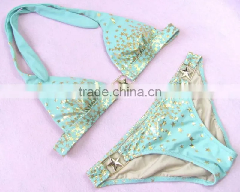 M866 dingyang fashion sexy latest metal five star split bikini swimwear