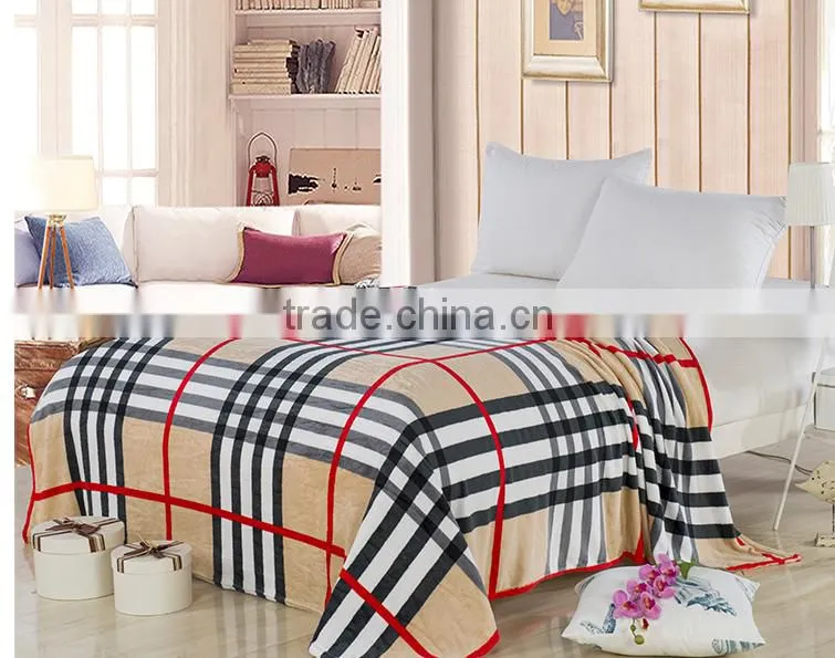 Smooth Coral Fleece Blanket Scottish Style Plush Throws