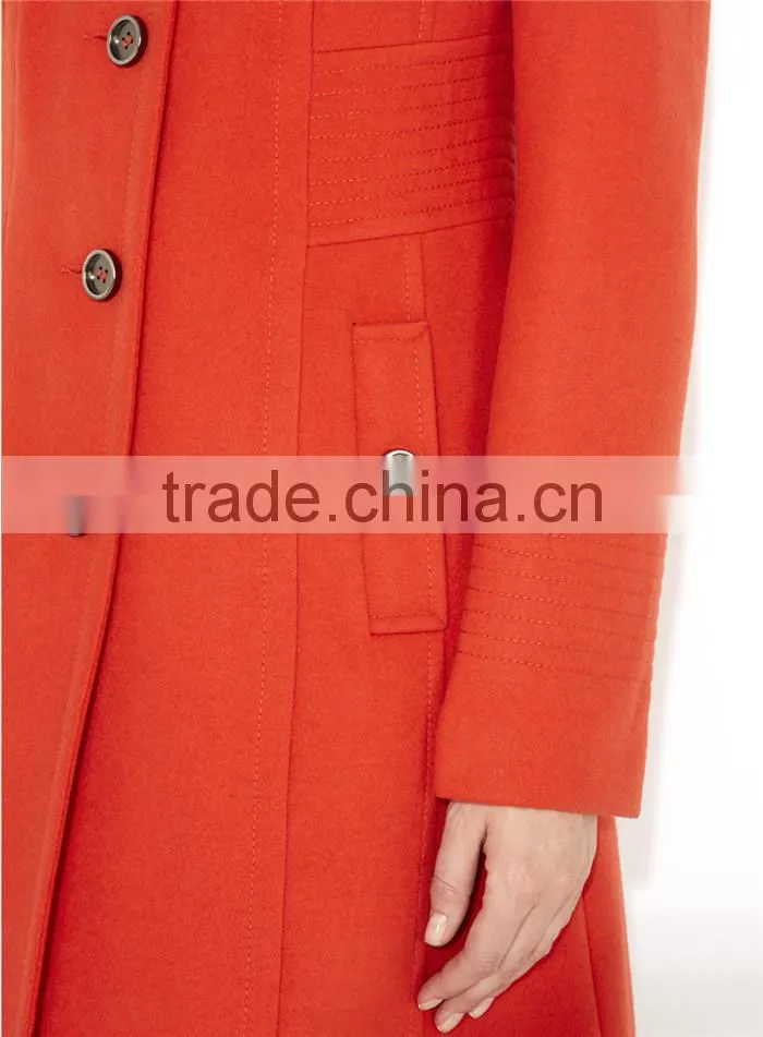 bright orange multistitch funnel women winter formal coats