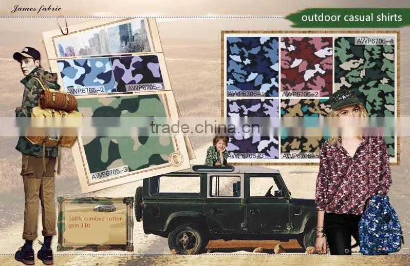 100% cotton outdoor wear camo casual shirts
