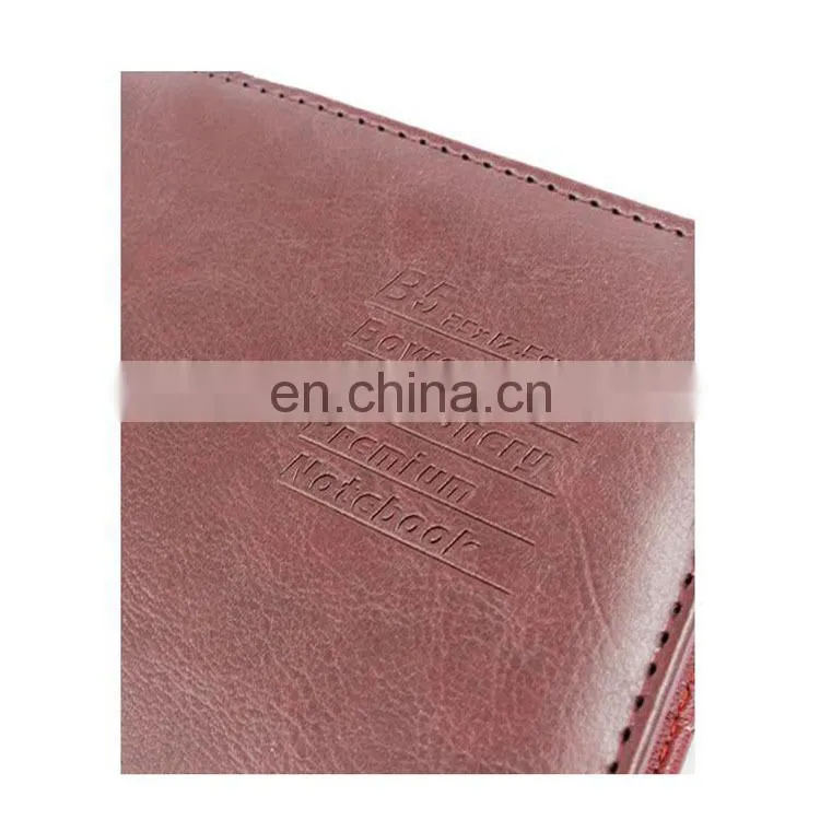 factory wholesale custom elegant brown pu leather business notebook printing,diary notebook with snap fastener