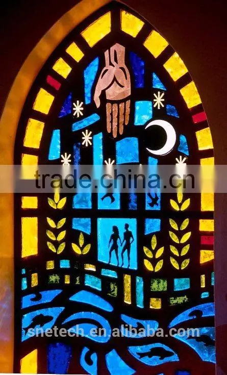 stained church figures window glass for interior or exterior decoration