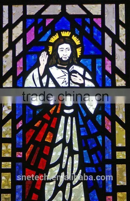 stained glass of church pattern for interior or exterior decoration