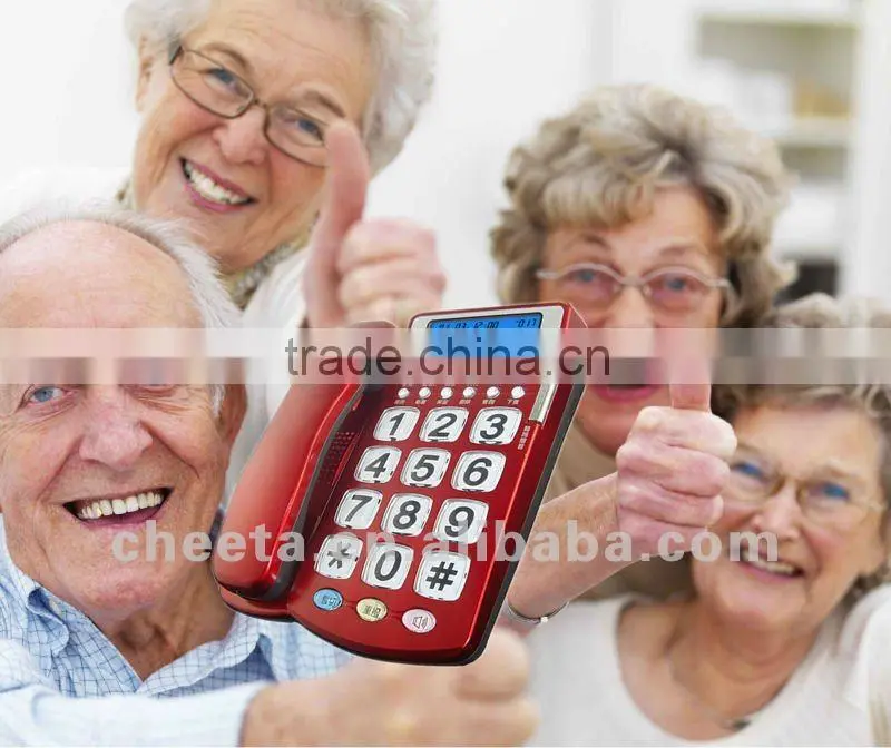 Red big button telephone, gift for elderly people