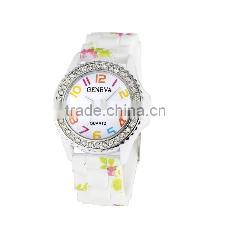 2015 japan movt high grade print flower woman watches