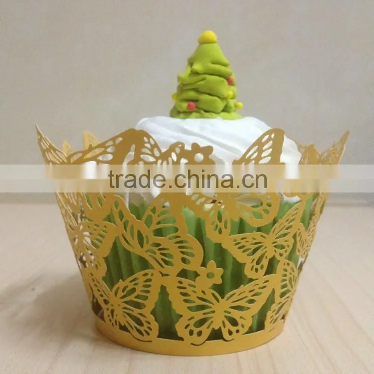 Custom Paper wholesale Wedding Cupcake Wrapper Laser Cut