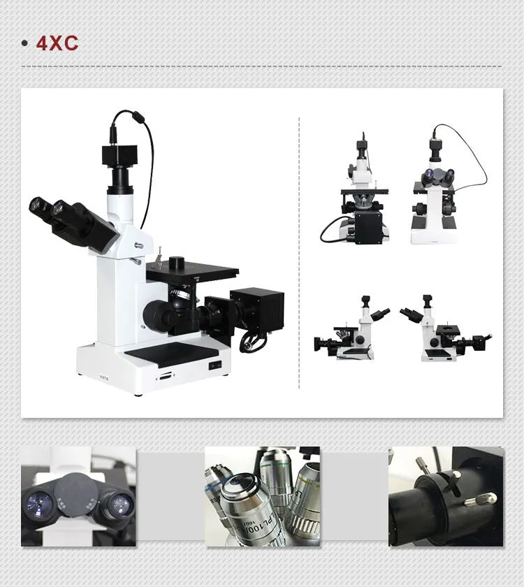 4XCE 1000X Professional Trinocular Inverted Metallurgical Microscope With Camera Image Analysis Software