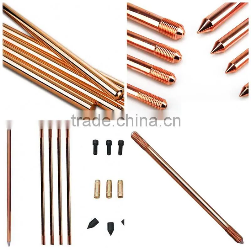 High Quality customized Copper clad Steel Earth Rod,grounding rod with copper plated