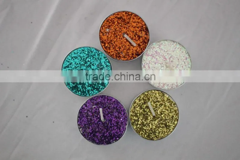 Glitter powder tealight candle
