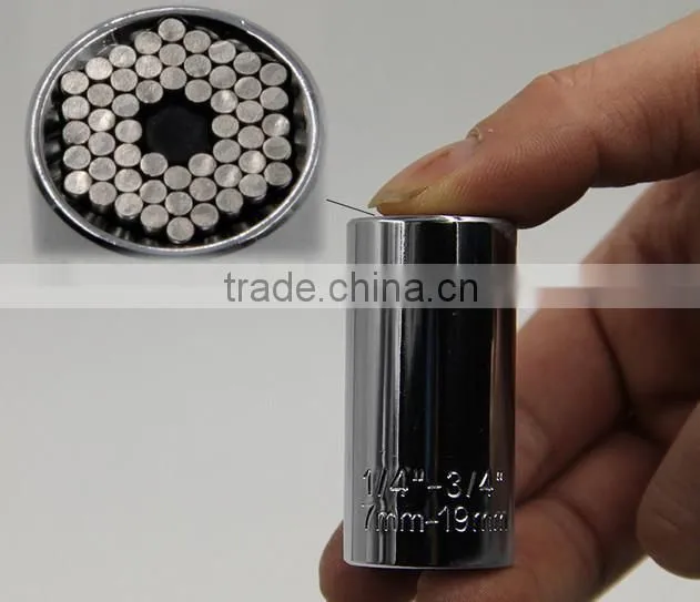all grip universal socket wrench set with chrome surface
