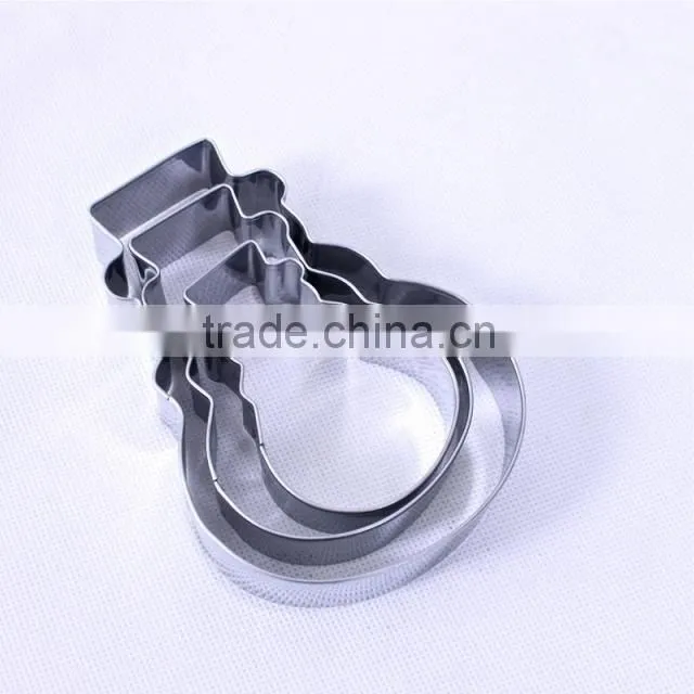 YangJiang factory manufature high quality 3pcs snowman shape stainless steel cookie baking tools