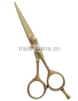 Hair cutting shears Gold color with removable finger rest