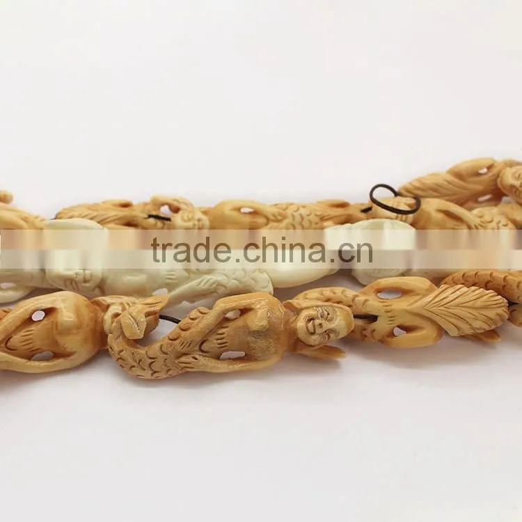 OB041 Excellent detail carved Mermaid bone Pendant