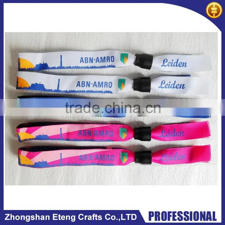 Promotion Custom fabric festival woven wristband with locking