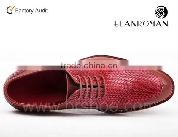 Top quality wine red snake skin leather oxfords shoes men