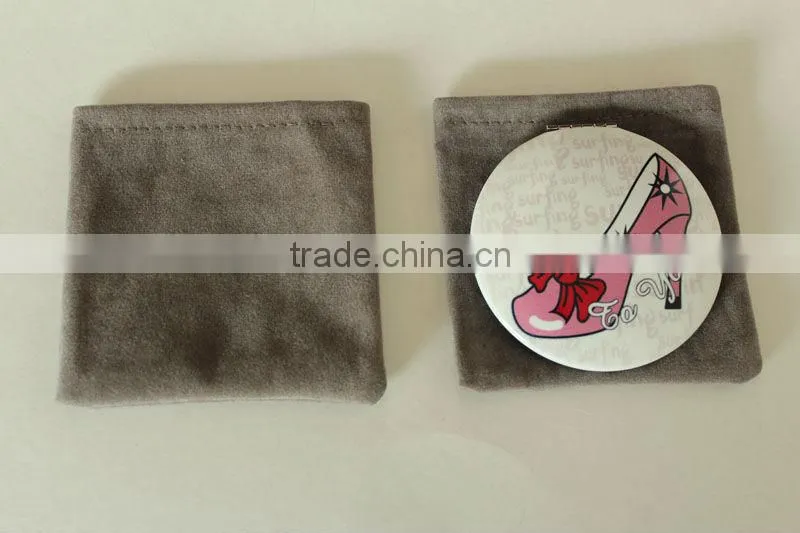 Round shape Aluminum double side foldable promotion travel mirror