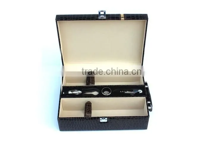 Customized wooden box Two red wine boxes colour black Crocodile grain lines wine boxes