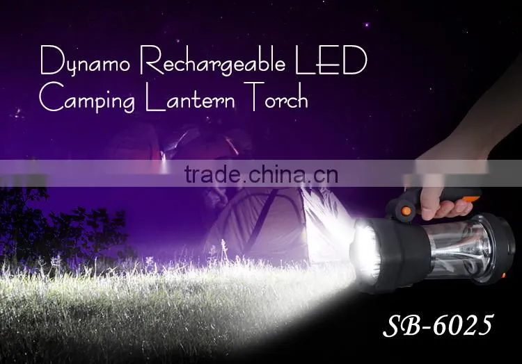 Outdoor USB 4 In 1 Rechargeable LED Spotlight Crank Camping Lantern with mobile charge