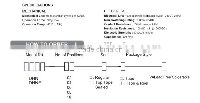 8 pin 1.27mm SMD DIP switch