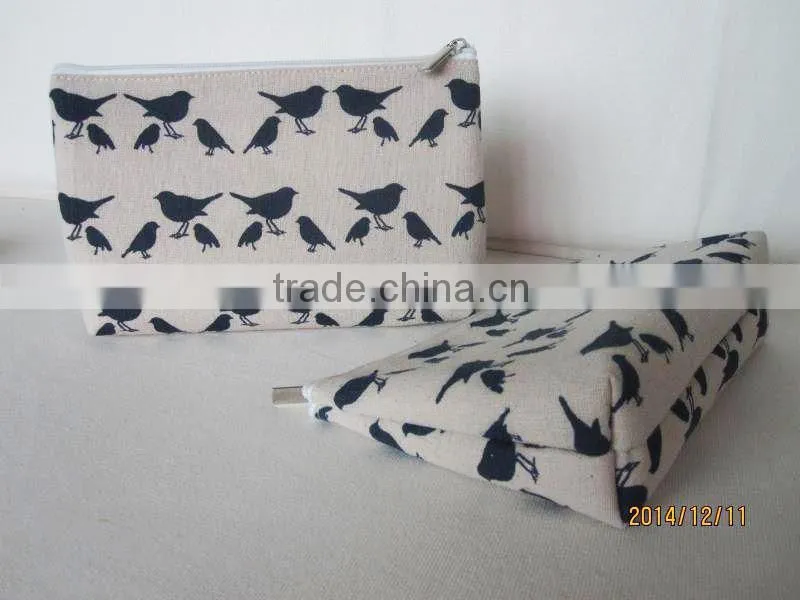 Personalized birds design jute cosmetic bags