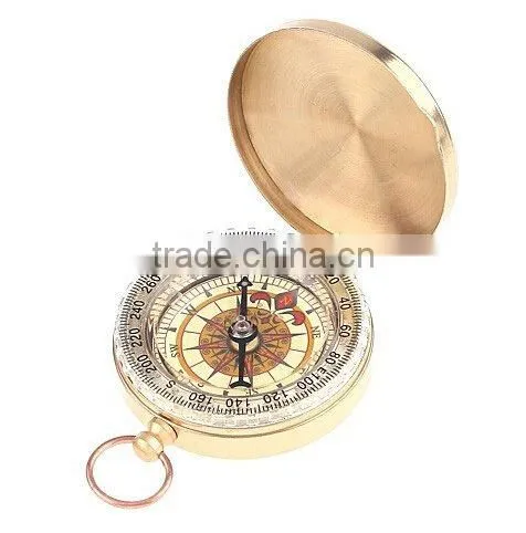Classic pocket watch style bronzing antique camping compass with night light