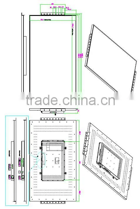 58" square touch screen open frame lcd monitor