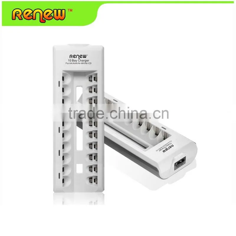 Wholesale RENEW 10 Bay/Slot AA AAA Ni-MH Ni-Cd Quick Charger Smart Battery Charger for Rechargeable Batteries S9 charger