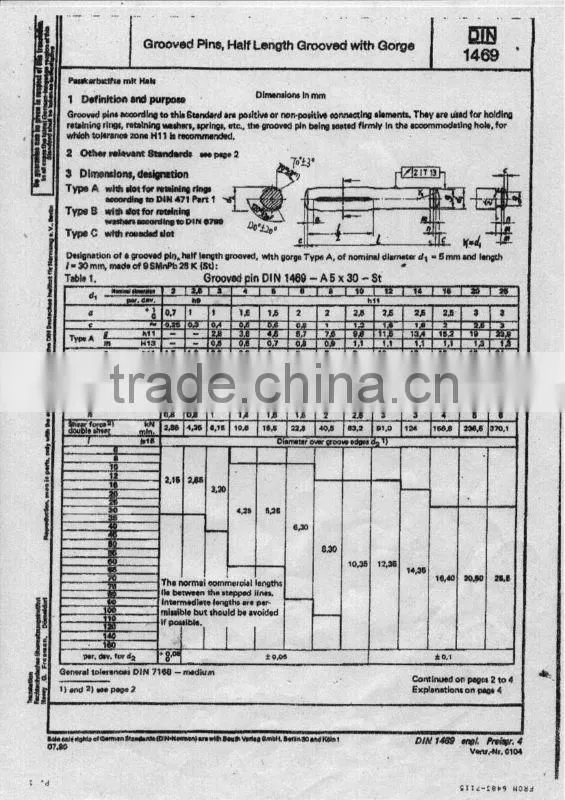 DIN1469 groove pin standard version carbon steel