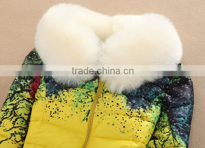 New Women's coats fur collar short down jacket printed cotton women's coat