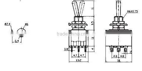 MTS-302 miniature toggle switch, mini ON-ON 3PDT 9P toggle switch (FBELE)