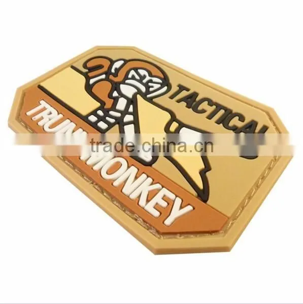1X Tactical PVC Rubber 3D Tan Desert Trunk Monkey Combat Milspecl STICK-ON Patch