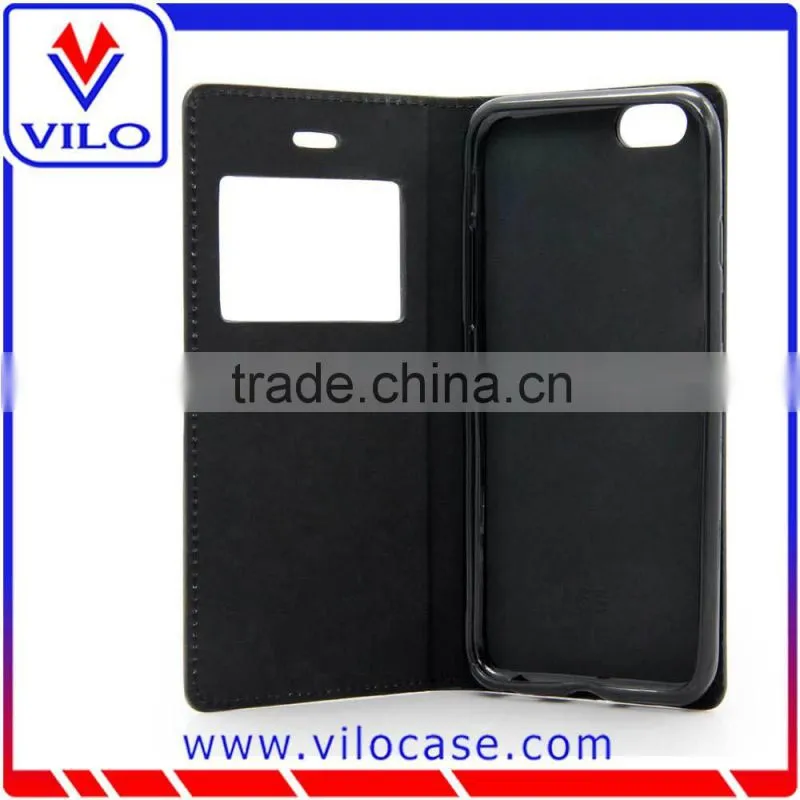 Combo color Leather flip case for iphone 6s with window