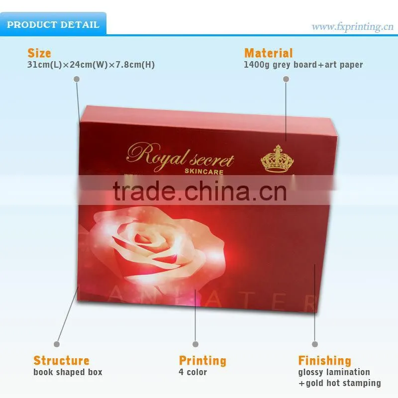 2014 Custom Made High End Red Hard Cardboard Box for Cosmetic