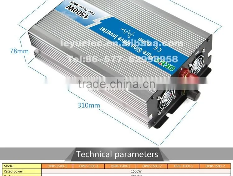 Reliable Factory DC to AC Pure Sine Wave Power Inverter OPIP-1500 W DC Input 12V with Off Grid Solar Power System