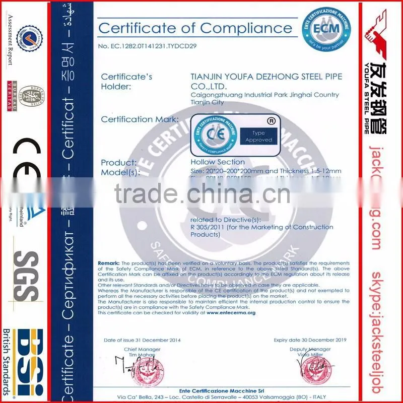 tianjin youfa supply pipe steel by jack liu