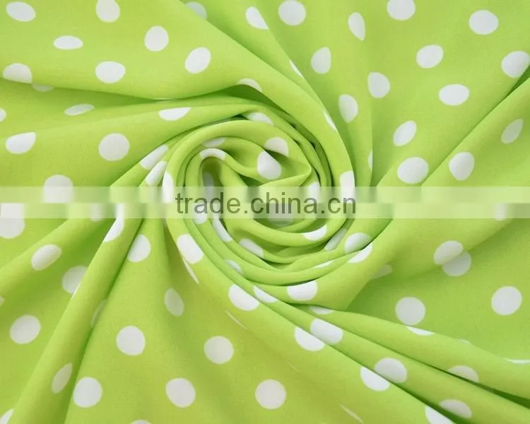 Jiufan Textile New Pattern Printed Georgette 100% Spun Polyester Green and White Spot Fabric