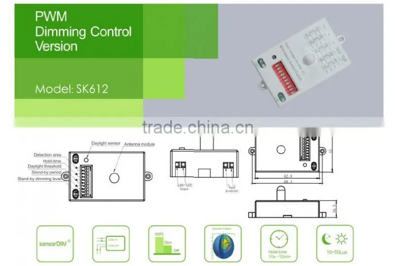SK612 Motion sensor dimmable , dimming motion sensor