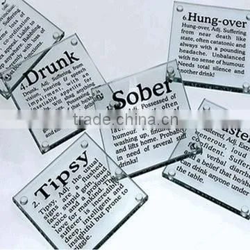 Photo frame type crystal glass coaster photo insert with wood material base