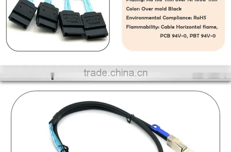 1 Meter external Mini SAS HD SFF-8644 to 4 X SATA Cable