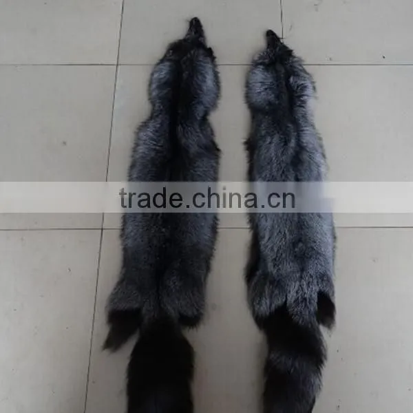 Silver color animal skin fox fur pelts genuine silver fox fur skin