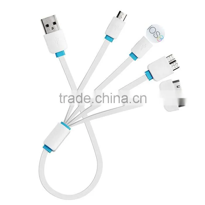 Custom Logo 4 in 1 Multifunctional USB Charger Cable for Iphone4/iphone 6/Samsung Galaxy/Android Smartphone