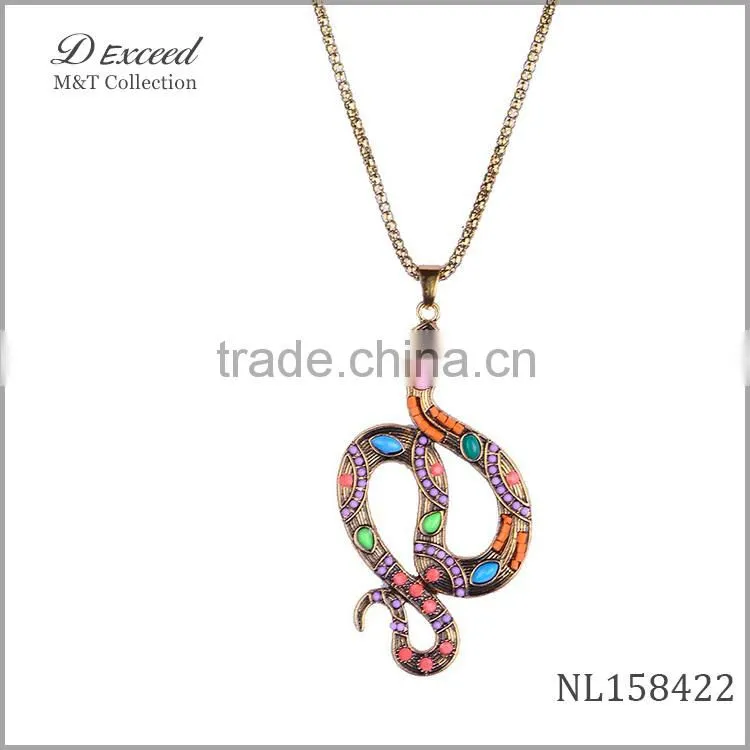 flexible snake necklace,alloy snake pendant necklace