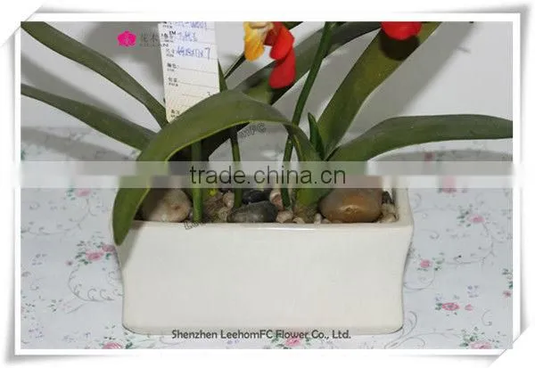 Potted Flowers Crafts Silk Orchid Artificial Fabric Flowers
