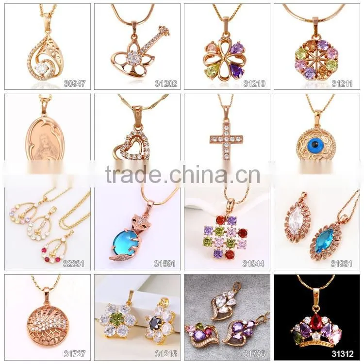 Latest Design Rose Gold Plated Cubic Zircon Copper Wedding Elegant Necklace