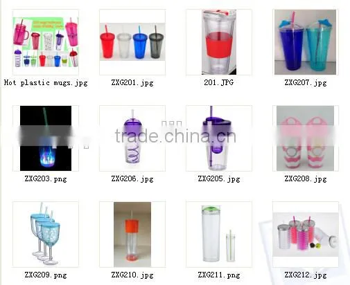 450ml doubel wall-plastic mug with straw and tinplate cap