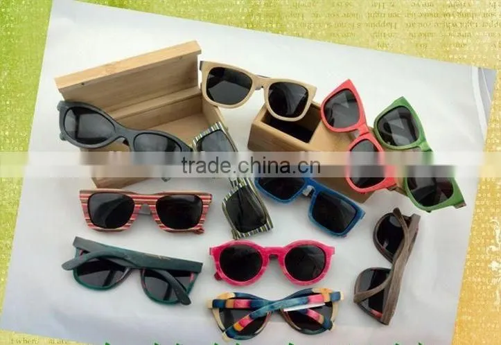 Colorful skateboard handmade wooden sunglasses