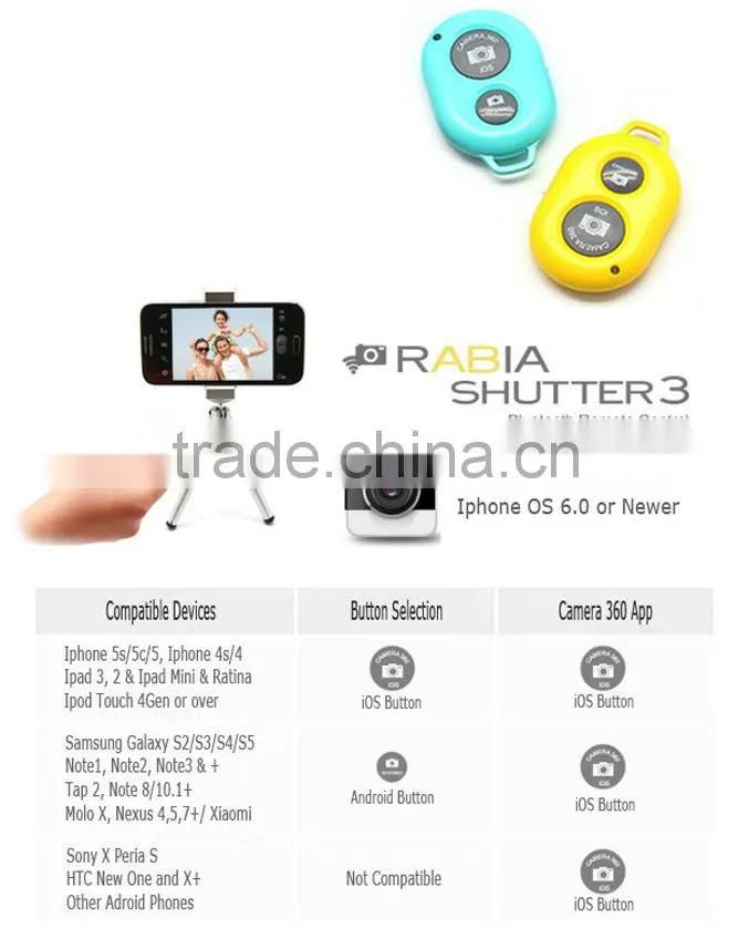2 in 1 Combo Handheld Monopod Plus Self-timer kit Bluetooth Wireless Camera AB Shutter for Android iphone Samsung HTC CL-70